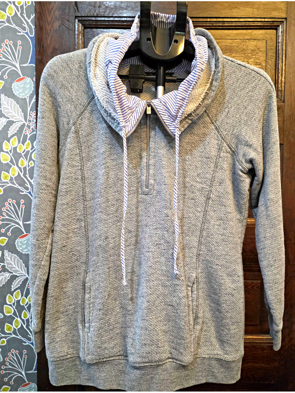 Tommy Bahama Women's Gray Cotton Knit 1/2 Zip Pullover Sz S